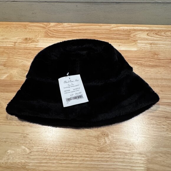 NWT Vintage Faux Fur Black Bear Fuzzy Hat from Sweden Size 56 CM or 22 1/2" - Picture 5 of 10